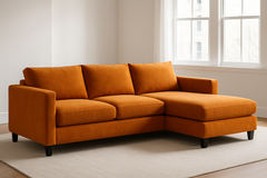 sectional with left arm facing chaise in amber