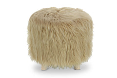 Wilkins Faux Fur Ottoman BROWN
