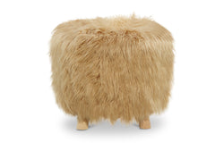 Wilkins Faux Fur Ottoman BROWN