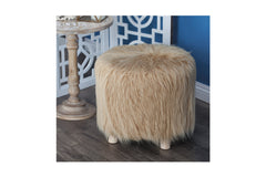 Wilkins Faux Fur Ottoman BROWN