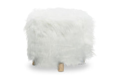 Wilkins Faux Fur Ottoman WHITE