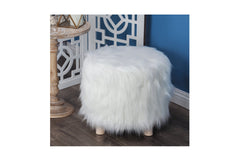Wilkins Faux Fur Ottoman WHITE