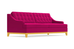 Bannister Velvet Queen Size Sleeper Sofa :: Leg Finish: Natural / Sleeper Option: Deluxe Innerspring Mattress