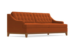 Bannister Velvet Queen Size Sleeper Sofa :: Leg Finish: Pecan / Sleeper Option: Deluxe Innerspring Mattress