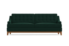 Bannister Velvet Queen Size Sleeper Sofa :: Leg Finish: Pecan / Sleeper Option: Deluxe Innerspring Mattress
