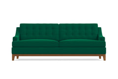 Bannister Velvet Queen Size Sleeper Sofa :: Leg Finish: Pecan / Sleeper Option: Deluxe Innerspring Mattress