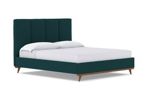 Carter Upholstered Velvet Bed :: Leg Finish: Pecan / Size: Queen Size