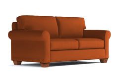 Lafayette Apartment Size Velvet Sleeper Sofa :: Leg Finish: Pecan / Sleeper Option: Deluxe Innerspring Mattress