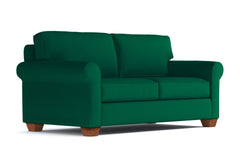 Lafayette Apartment Size Velvet Sleeper Sofa :: Leg Finish: Pecan / Sleeper Option: Deluxe Innerspring Mattress
