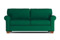 Lafayette Apartment Size Velvet Sleeper Sofa :: Leg Finish: Pecan / Sleeper Option: Deluxe Innerspring Mattress