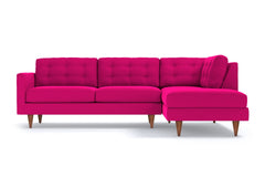 Logan 2pc Velvet Sectional Sofa :: Leg Finish: Pecan / Configuration: RAF - Chaise on the Right