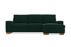Melrose Reversible Velvet Chaise Sleeper Sofa :: Leg Finish: Pecan / Sleeper Option: Deluxe Innerspring Mattress