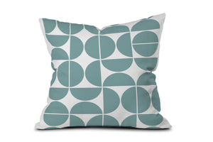 Mid Century Modern Geometric 04 Glass Blue Toss Pillow by The Old Art Studio