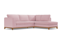 Mulholland Drive 2pc Velvet Sleeper Sectional :: Leg Finish: Pecan / Configuration: RAF - Chaise on the Right / Sleeper Option: Deluxe Innerspring Mattress