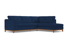 Mulholland Drive 2pc Velvet Sleeper Sectional :: Leg Finish: Pecan / Configuration: RAF - Chaise on the Right / Sleeper Option: Deluxe Innerspring Mattress