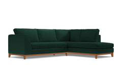 Mulholland Drive 2pc Velvet Sleeper Sectional :: Leg Finish: Pecan / Configuration: RAF - Chaise on the Right / Sleeper Option: Deluxe Innerspring Mattress