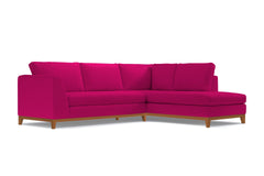 Mulholland Drive 2pc Velvet Sleeper Sectional :: Leg Finish: Pecan / Configuration: RAF - Chaise on the Right / Sleeper Option: Deluxe Innerspring Mattress