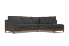 Mulholland Drive 2pc Velvet Sleeper Sectional :: Leg Finish: Pecan / Configuration: RAF - Chaise on the Right / Sleeper Option: Deluxe Innerspring Mattress