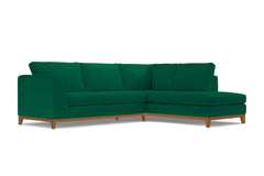 Mulholland Drive 2pc Velvet Sleeper Sectional :: Leg Finish: Pecan / Configuration: RAF - Chaise on the Right / Sleeper Option: Deluxe Innerspring Mattress