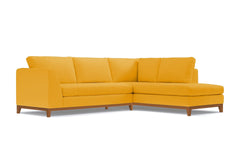 Mulholland Drive 2pc Velvet Sleeper Sectional :: Leg Finish: Pecan / Configuration: RAF - Chaise on the Right / Sleeper Option: Deluxe Innerspring Mattress