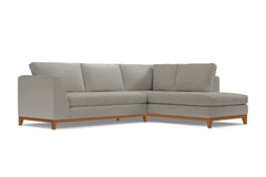 Mulholland Drive 2pc Velvet Sleeper Sectional :: Leg Finish: Pecan / Configuration: RAF - Chaise on the Right / Sleeper Option: Deluxe Innerspring Mattress