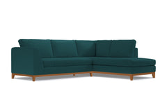 Mulholland Drive 2pc Velvet Sleeper Sectional :: Leg Finish: Pecan / Configuration: RAF - Chaise on the Right / Sleeper Option: Deluxe Innerspring Mattress