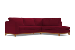 Mulholland Drive 2pc Velvet Sleeper Sectional :: Leg Finish: Pecan / Configuration: RAF - Chaise on the Right / Sleeper Option: Deluxe Innerspring Mattress