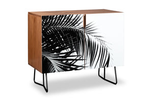 Palm Leaves Black White Vibes Credenza by Anitas Bellas Artwork