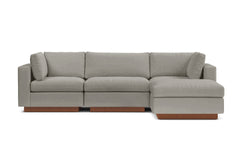 Taylor Plush 4pc Modular Chaise Sectional Sofa :: Leg Finish: Pecan