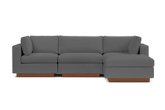 Taylor Plush 4pc Modular Chaise Sectional Sofa :: Leg Finish: Pecan