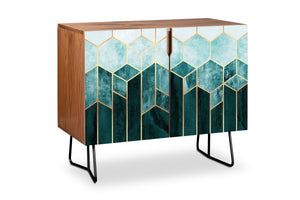 Teal Hexagons Credenza by Elisabeth Fredriksson