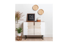 Warm Beige Abstract Minimalism Credenza by Anitas Bellas Artwork