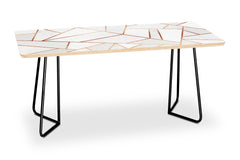 White Stone Copper Lines Coffee Table by Elisabeth Fredriksson