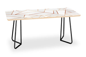 White Stone Copper Lines Coffee Table by Elisabeth Fredriksson