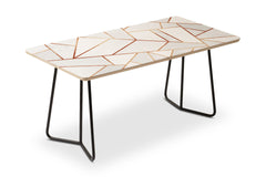 White Stone Copper Lines Coffee Table by Elisabeth Fredriksson
