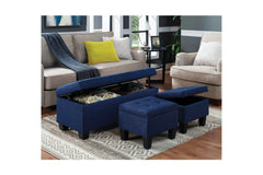 Myra 3pc Storage Ottoman Set BLUE