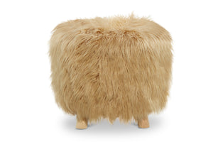 Wilkins Faux Fur Ottoman BROWN
