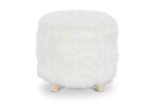 Wilkins Faux Fur Ottoman WHITE