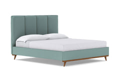 Carter Upholstered Velvet Bed :: Leg Finish: Pecan / Size: Queen Size
