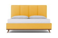 Carter Upholstered Velvet Bed :: Leg Finish: Pecan / Size: California King