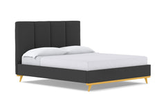 Carter Upholstered Velvet Bed :: Leg Finish: Natural / Size: Queen Size