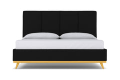 Carter Upholstered Velvet Bed :: Leg Finish: Natural / Size: Queen Size