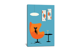 TURQUOISE ROOM WITH CAT by Donna Mibus