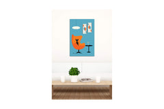 TURQUOISE ROOM WITH CAT by Donna Mibus
