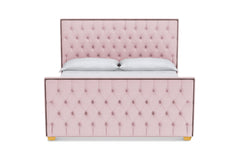 Huntley Tufted Upholstered Bed :: Leg Finish: Natural / Size: Queen Size