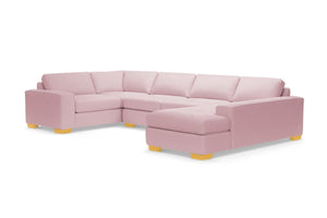 Melrose 3pc Velvet Sectional Sofa :: Leg Finish: Natural / Configuration: RAF - Chaise on the Right