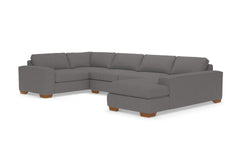 Melrose 3pc Sleeper Sectional :: Leg Finish: Pecan / Configuration: RAF - Chaise on the Right / Sleeper Option: Deluxe Innerspring Mattress