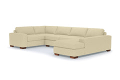 Melrose 3pc Sleeper Sectional :: Leg Finish: Pecan / Configuration: RAF - Chaise on the Right / Sleeper Option: Deluxe Innerspring Mattress