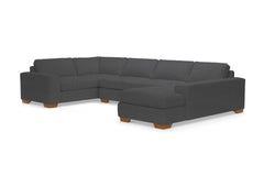 Melrose 3pc Sleeper Sectional :: Leg Finish: Pecan / Configuration: RAF - Chaise on the Right / Sleeper Option: Deluxe Innerspring Mattress