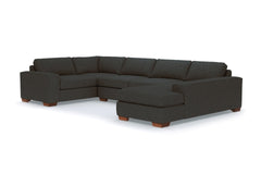 Melrose 3pc Sleeper Sectional :: Leg Finish: Pecan / Configuration: RAF - Chaise on the Right / Sleeper Option: Deluxe Innerspring Mattress